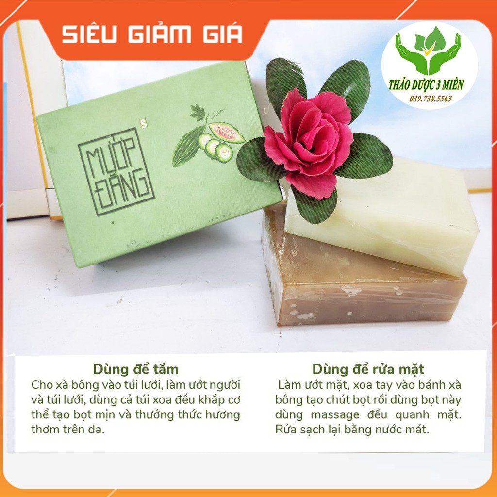 Xà Phòng Xà bông Mướp Đắng organic sạch mát da, sát khuẩn, ngừa mụn lưng, rôm sảy mề đay dạng sáp 100gr hàng chính hãng