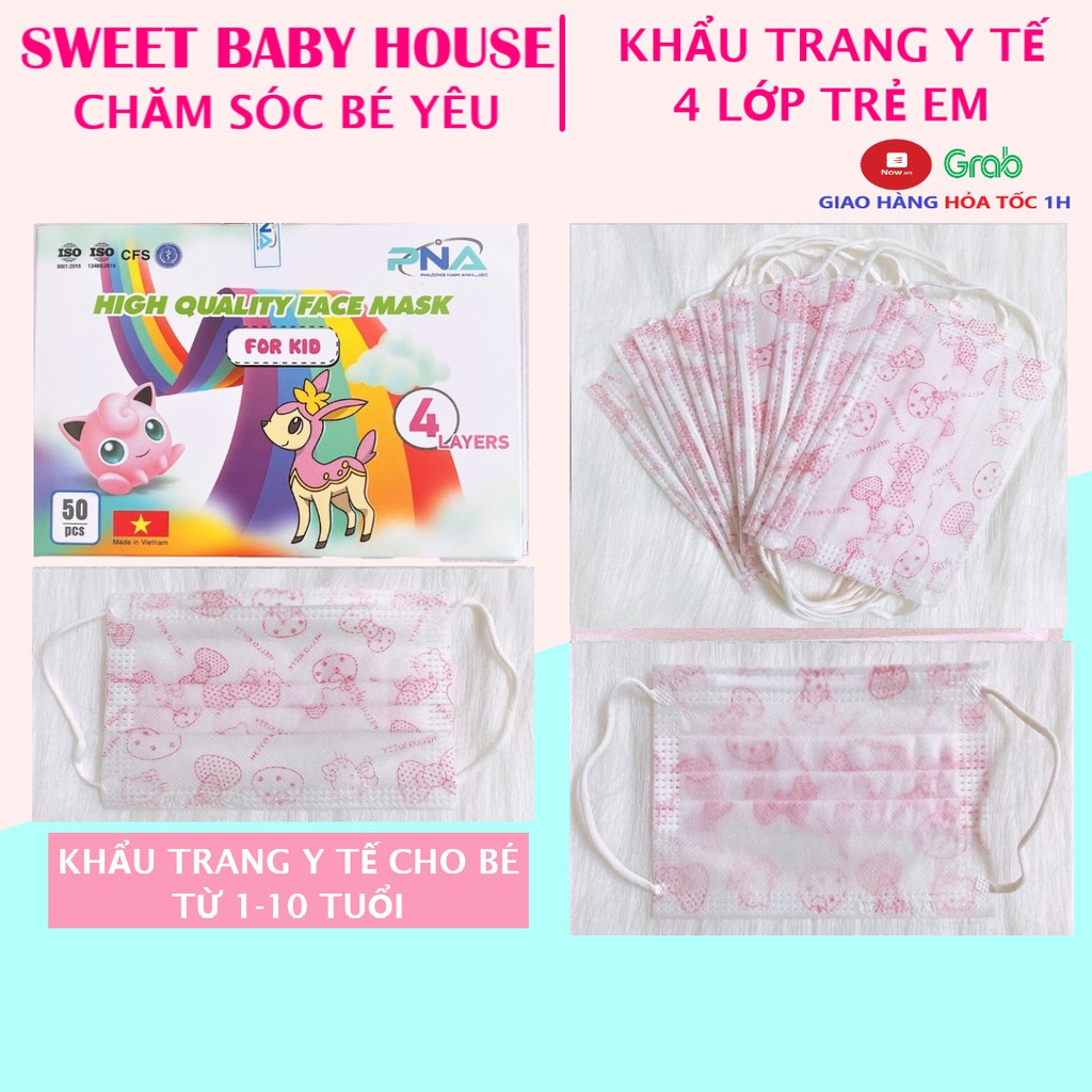 Khẩu trang y tế 4 lớp hộp 50 cái cho bé - Chính hãng Phương Nam Anh