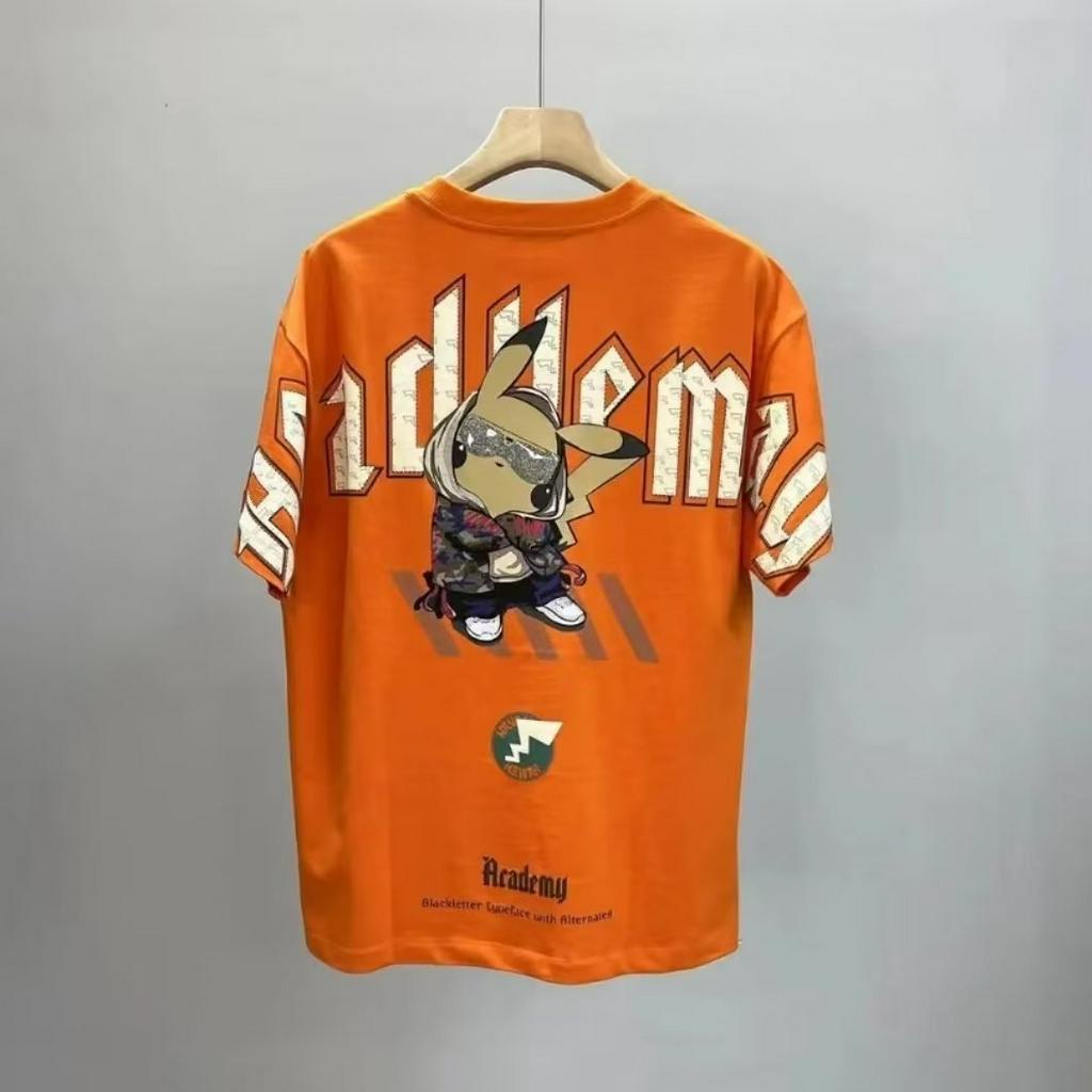 Áo Thun Cotton Cổ Tròn Ngắn Tay In Hình Pikachu Thời Trang Mùa Hè Dành Cho Nam M-5XL 3 Màu Lựa Chọn