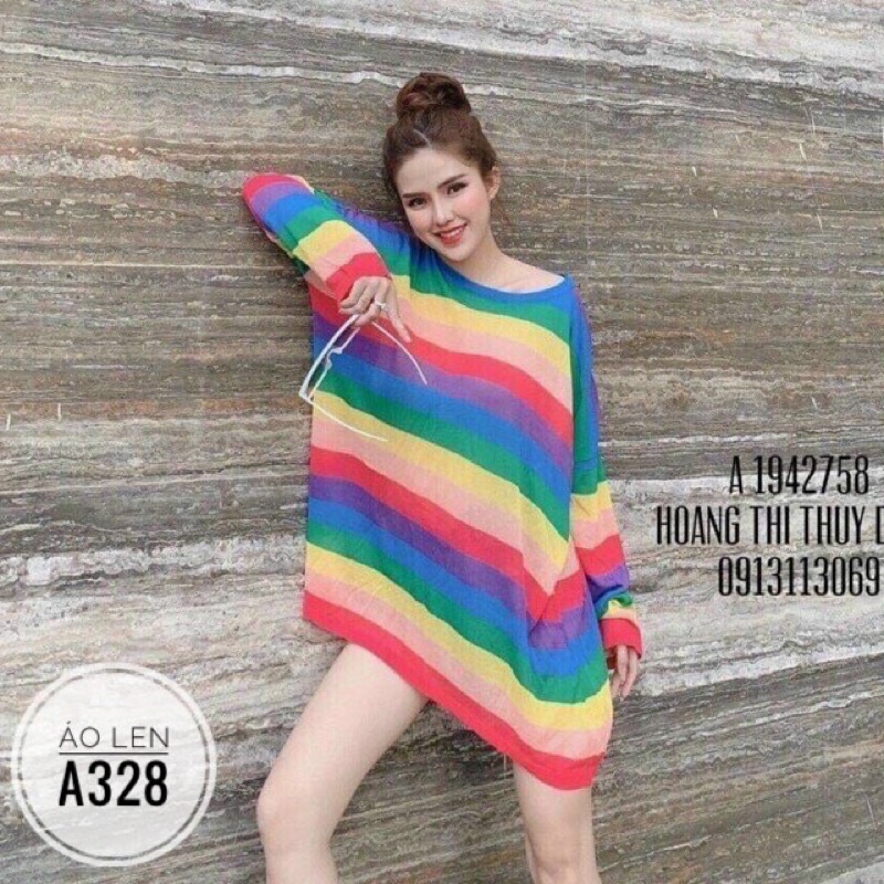 Bigsize Áo len cầu vồng A328