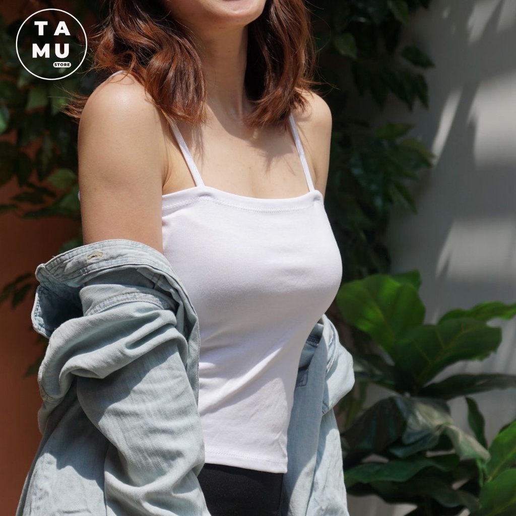 Áo croptop ôm hai dây vải cotton dày dặn 2 dây nữ co giãn tốt - Shop bán áo croptop đẹp - HD03