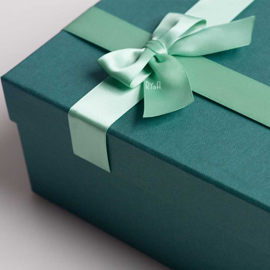 Hộp quà lớn đính nơ 24x19x9cm (xanh lá nơ xanh nhạt) 290514