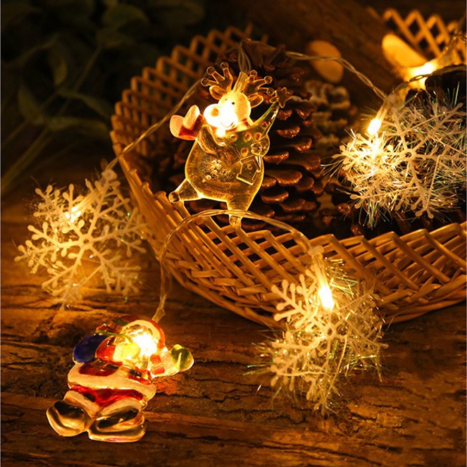 Santa Claus Snowflake LED Decorative String Lights / Christmas Tree Hanging Ornaments Lights / Home Decor Accessories