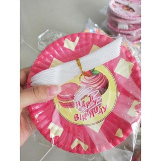 Set 10 đĩa giấy kèm muống trang trí sinh nhật