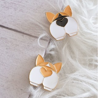 Pin cài áo Mông cún corgi