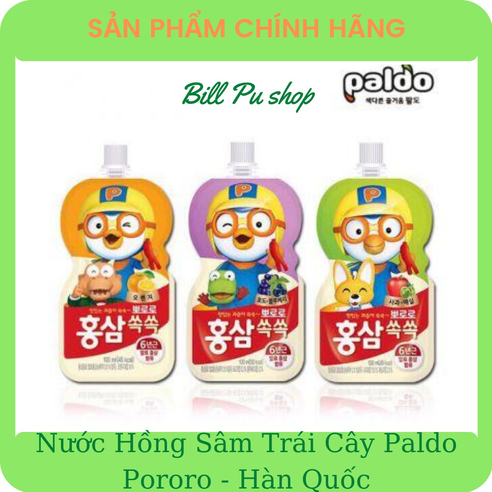  Nước Hồng Sâm Trái Cây PORORO HÀN QUỐC 100ml đủ vị cho bé