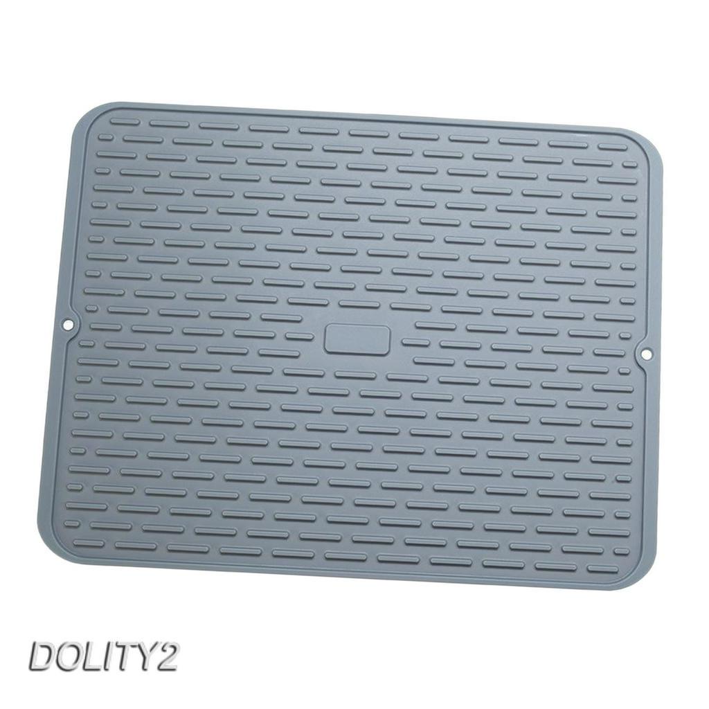 [Dolity2] 43x33.5cm Miếng Lót Silicon Phơi Khô Chén Dĩa Chịu Nhiệt Màu Xanh Lá
