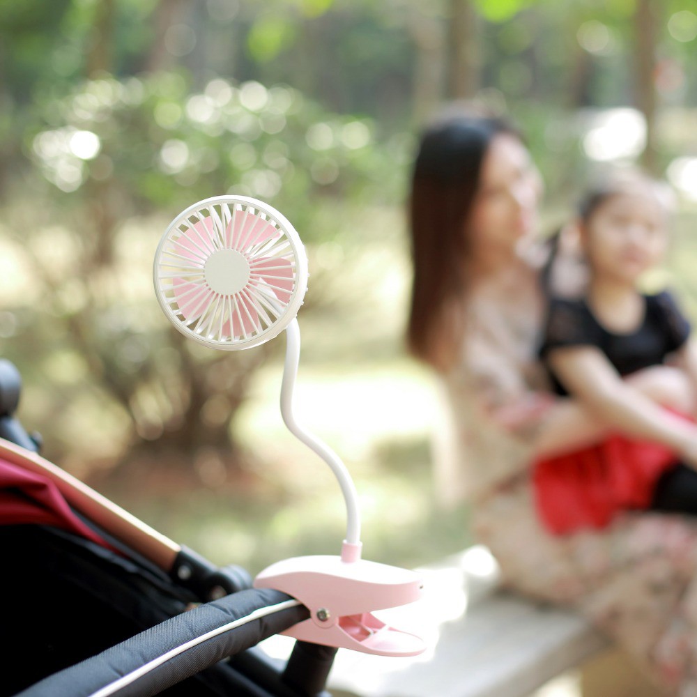 Quạt mini kẹp bàn hoặc nôi em bé có thể sạc lại tiện lợi và dễ thương kèm dây cáp USB | BigBuy360 - bigbuy360.vn