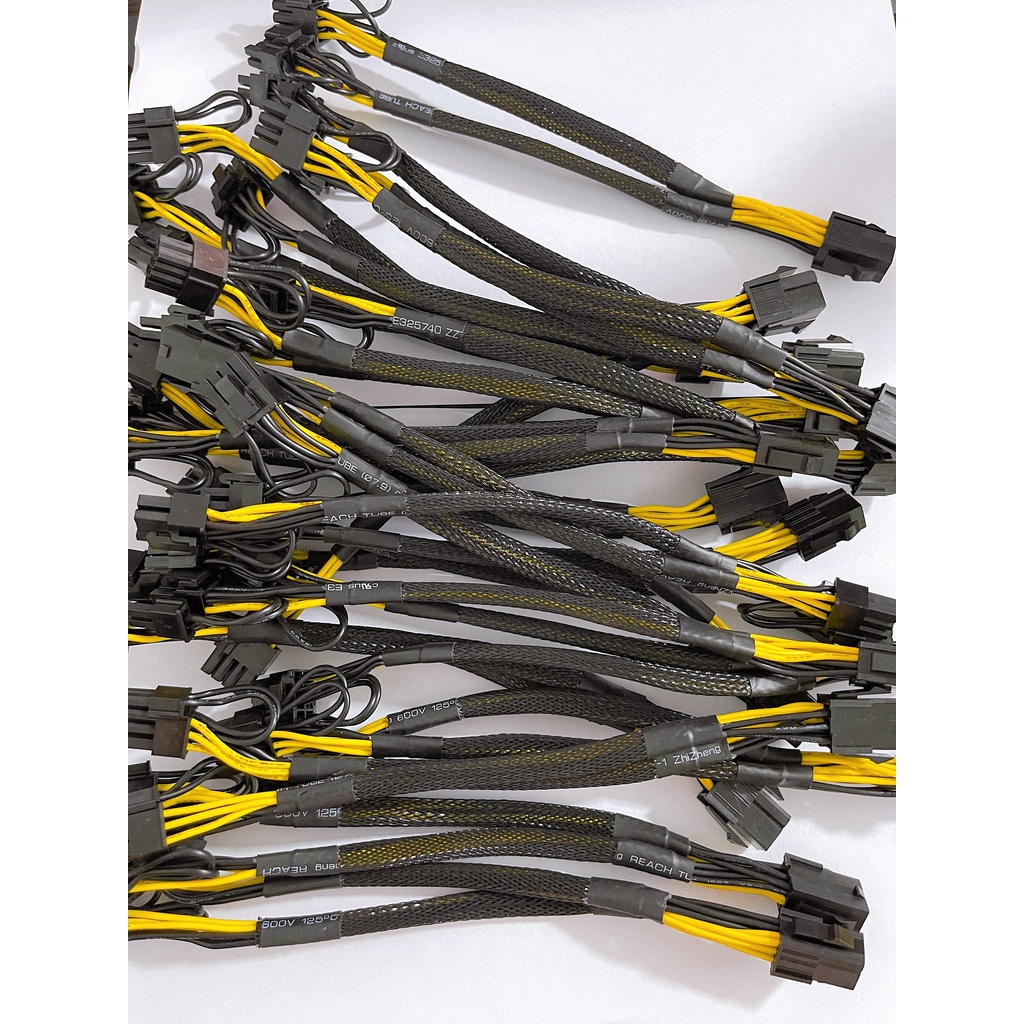 Cáp Chuyển Đổi/ Cáp Chia Nguon Vga Pci-E 6pin Cái Ra 2 Đầu 8pin  Đực - Bọc Lưới