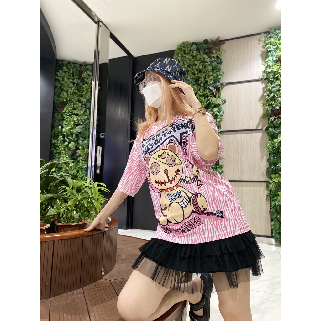 Áo thun Unisex Pinky Girl Chóp Outfit form rộng cá tính dành cho Nữ