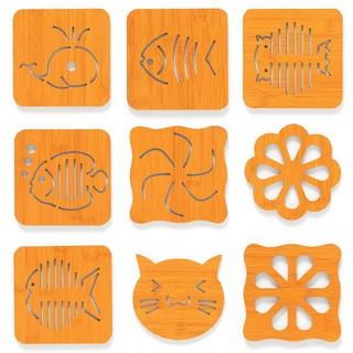 Bộ 5 đế gỗ lót nồi, xoong, chảo - Chịu nhiệt, chống trượt, bền đẹp