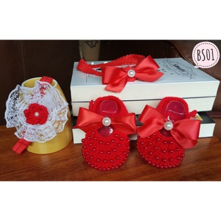 Freeship 99k tq_bst set 3 món: giày+ 2 băng đô handmade