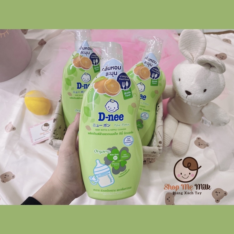 Nước rửa bình sữa D-nee Thái Lan chai mẫu mới có thêm cam 620ml