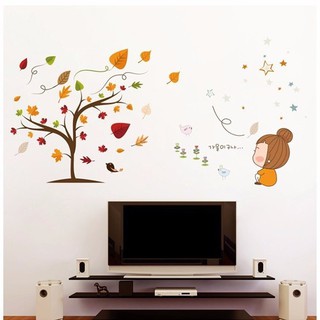 Decal dán tường cho bé hình lá phong