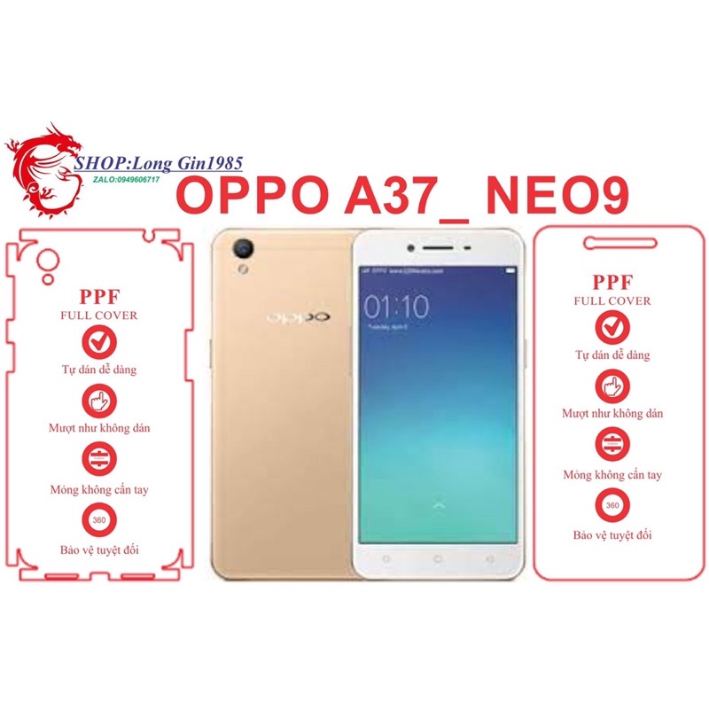 Oppo A37 Neo 9 miếng dán trong Ppf mặt sau và mặt trước chống va đập chống trầy xước