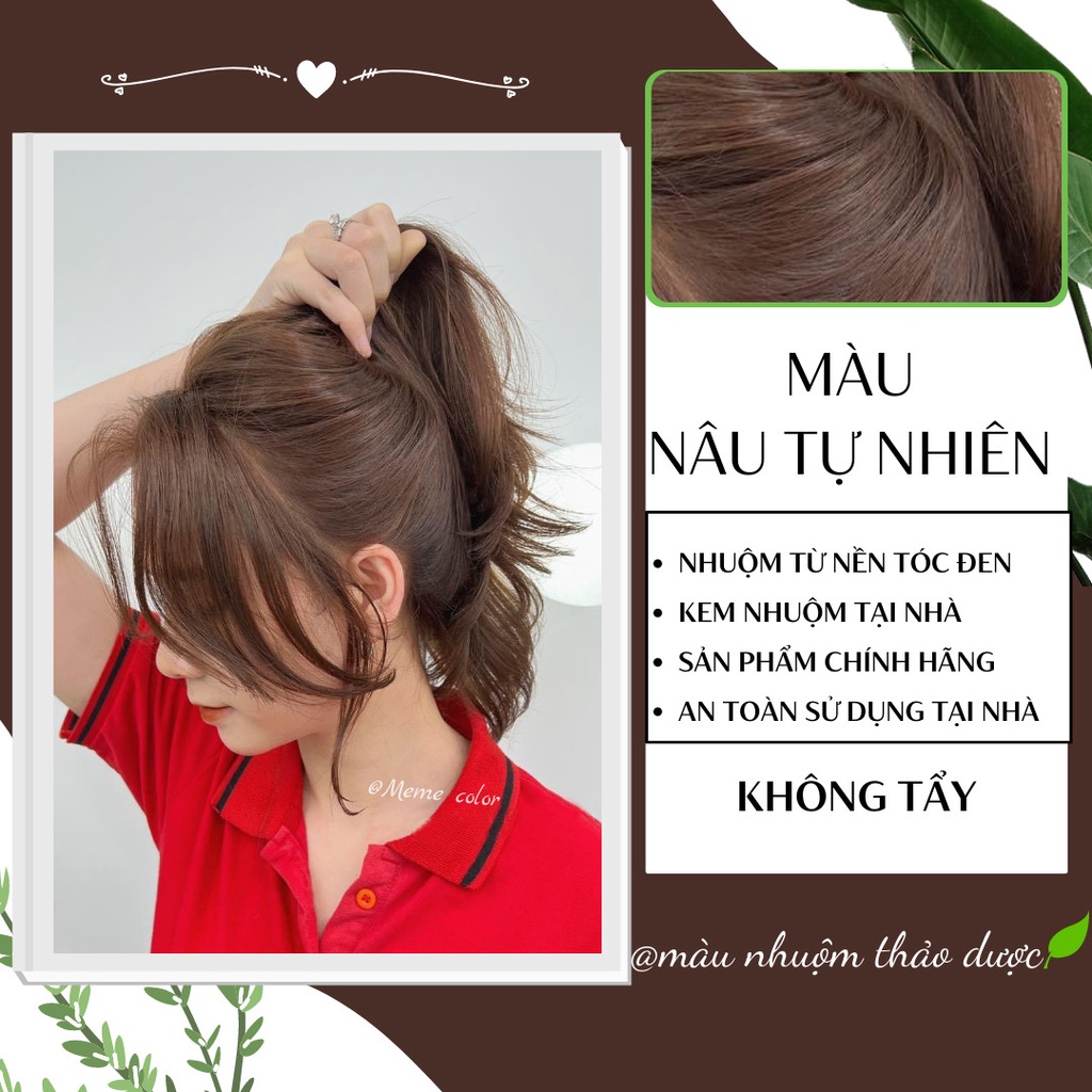 Thuốc nhuộm tóc màu nâu tự nhiên , tặng kèm oxy trợ dưỡng và bao tay