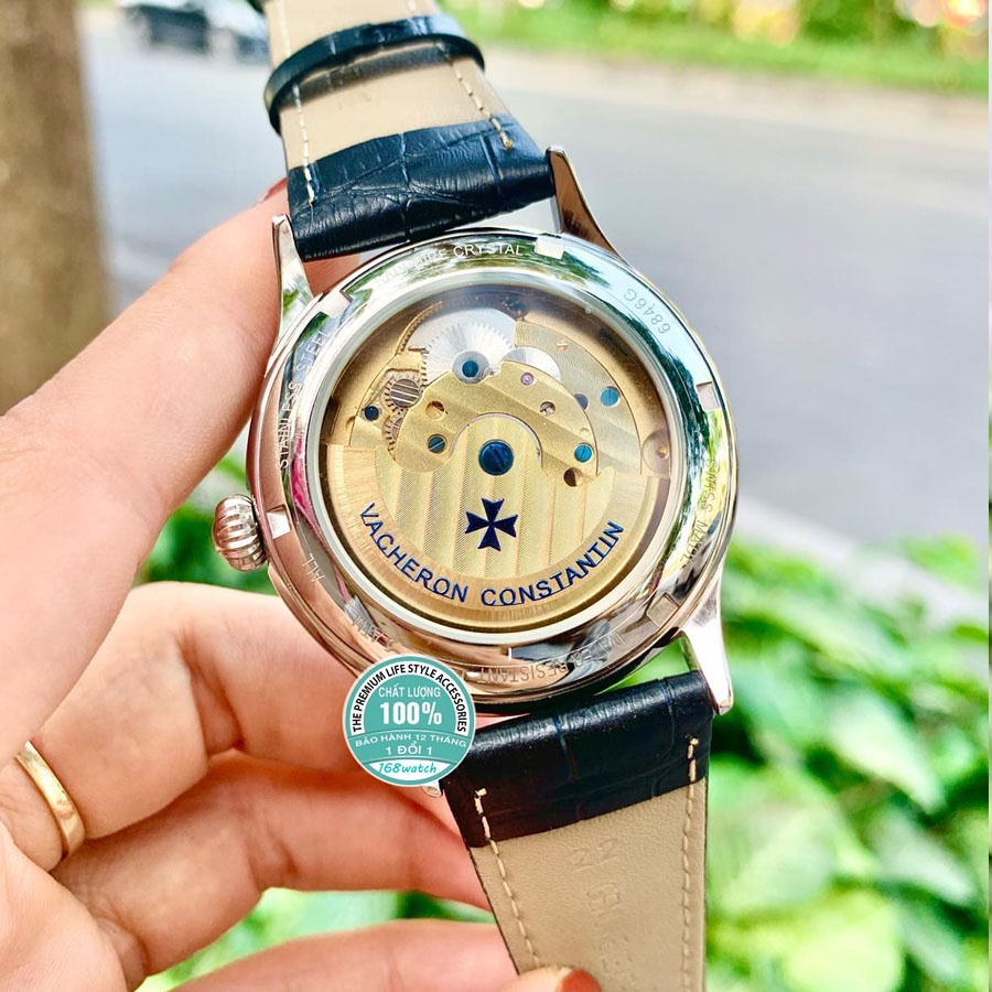 Đồng hồ Nam Vacheron máy nhật, mẫu 3kim mặt đen viền vàng, dòng cơ Automatic size 40mm-41mm | BigBuy360 - bigbuy360.vn