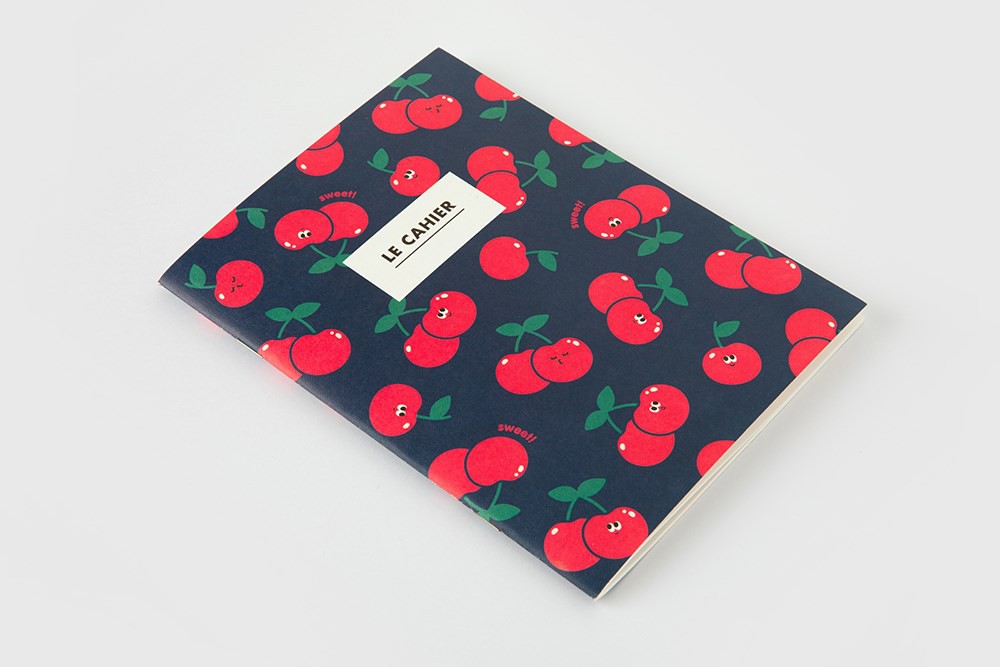Tập Ghi Chú ARTBOX Hàn Quốc Màu Xanh Navy Hình Cherry Đỏ Mộng