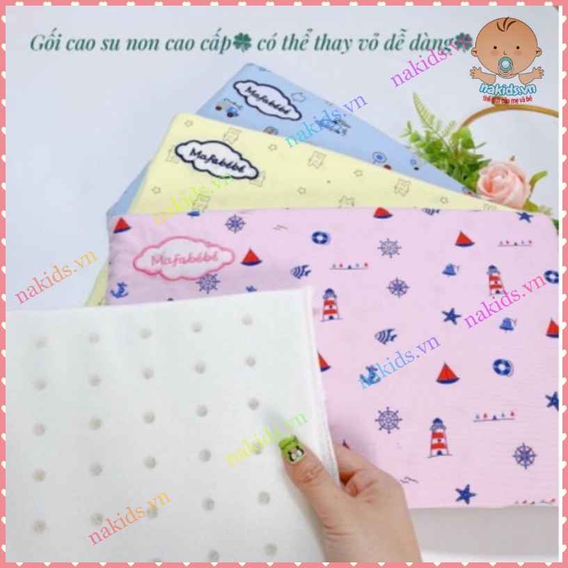 Gối Cao Su Non Mafabebe Lỗ Thông Hơi - Gối Chống Méo Đầu Cho Bé Kích Thước 45x25x3cm