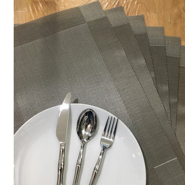 bộ 6 tấm lót bàn ăn placemat màu xám nhạt, tấm trang trí, combo 6 miếng lót placemat đẹp cho nhà hàng