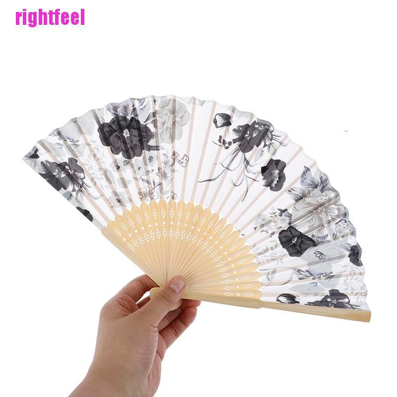 Quạt xếp cầm tay bằng lụa thời trang Nhật