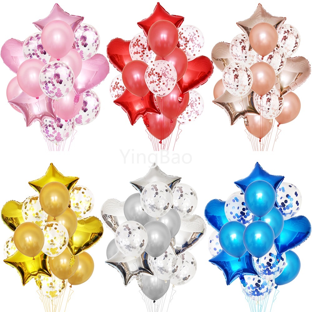 Set 14 Bong Bóng Lá Nhôm Nhiều Màu Sắc Trang Trí Tiệc Sinh Nhật