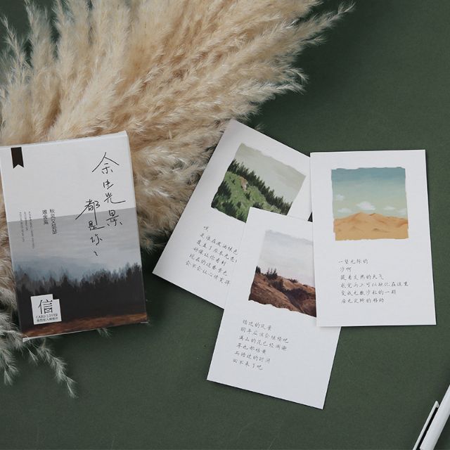 Hộp 30 tấm thiệp nhiều mẫu, postcard cổ phong, hiện đại