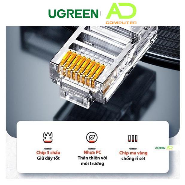Đầu bấm hạt mạng Cat 6 trong suốt UGREEN NW120