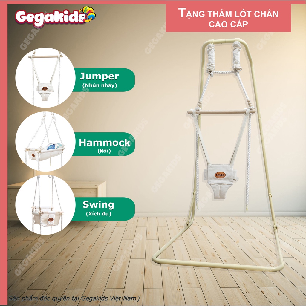 Xích Đu Nhún Nhảy Cho Bé - Combo 3 in 1 Nôi + Xích đu + Nhún nhảy