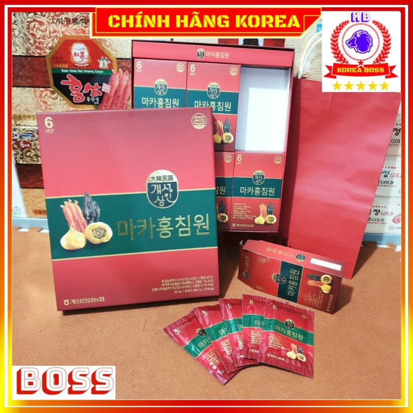 Nước hồng sâm hàn quốc 6 năm Maca hộp 30 gói, Korea Boss