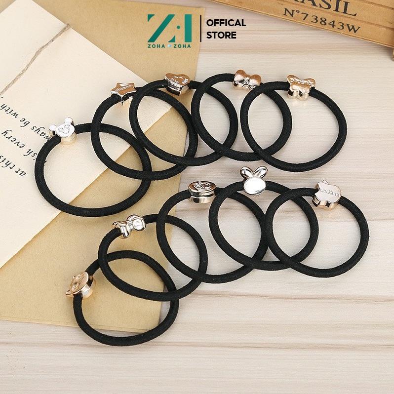 Lẻ cột tóc dây đen họa tiết đơn giản mà tinh tế 528