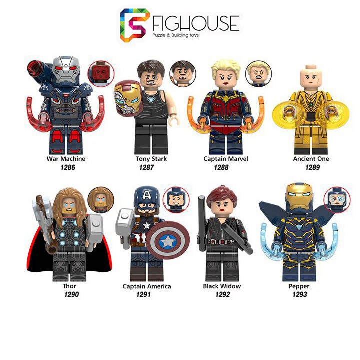 Xếp Hình Minifigures Siêu Anh Hùng Thor, War, Machine, Captian, Pepper - Đồ Chơi Lắp Ráp non-lego X0261 [A25]