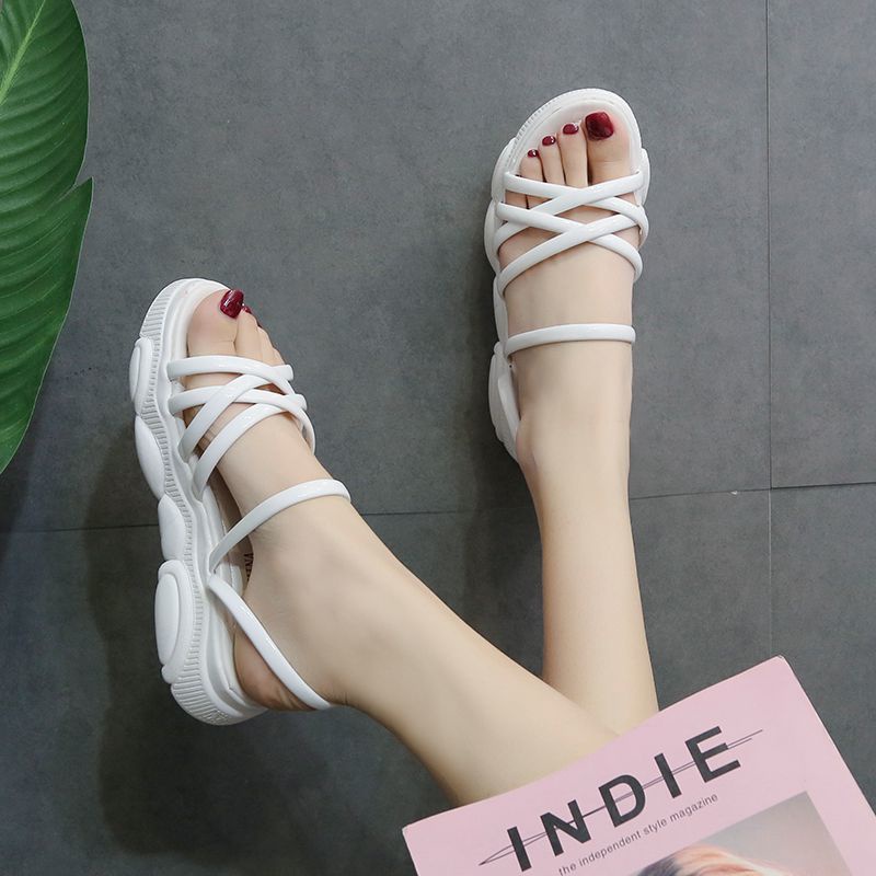Giày Sandal Đế Dày 3cm-5cm Quai Chéo Thời Trang Mùa Hè 2022 Phong Cách Hàn Quốc Cho Nữ Sinh