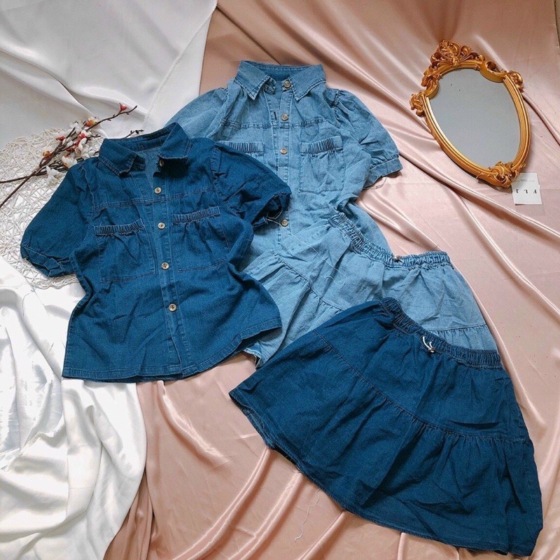 ẢNH THẬT TRẢI SÀN - SET JEAN XOÈ + CHÂN VÁY