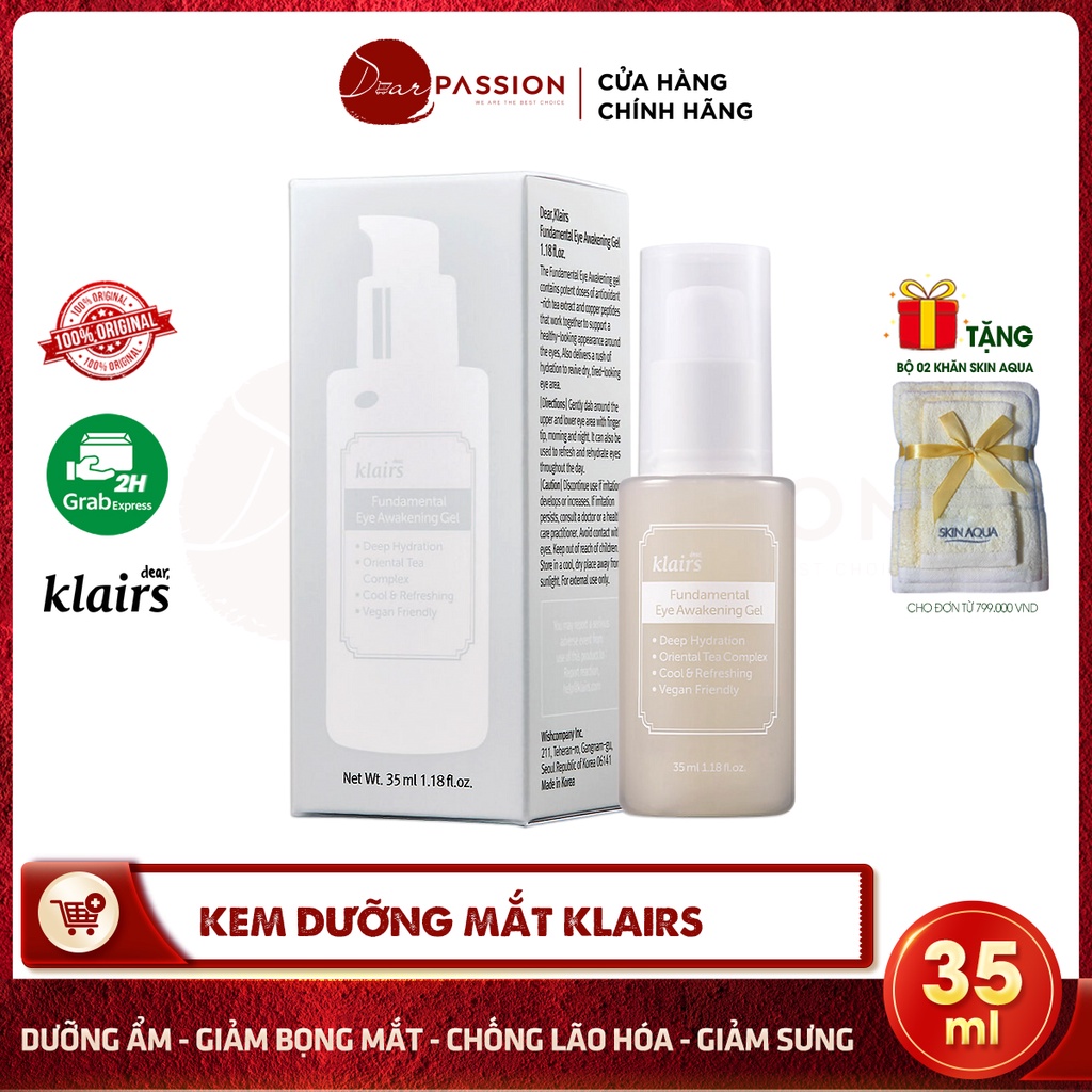 Kem Dưỡng Mắt Klairs Dạng Gel Giảm Quầng Thâm, Đàn Hồi, Chống Lão Hóa - Klairs Fundamental Eye Awakening Gel 35ml