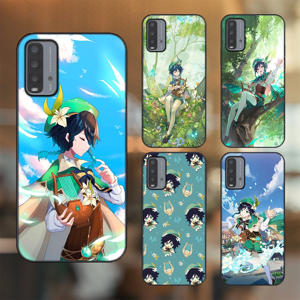 Ốp lưng Xiaomi Redmi 9T viền đen in hình Venti Genshin Impact