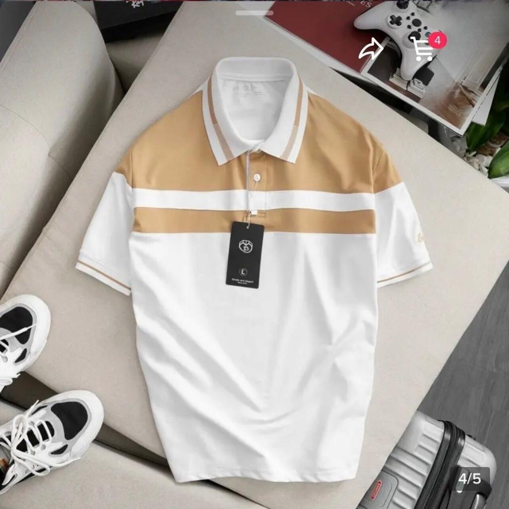 Áo Thun Nam Cổ Tròn - Áo Polo Nam Tay Ngắn Xanh Trắng  Mềm Mại, Dễ Chịu, Thoáng Mát CT203