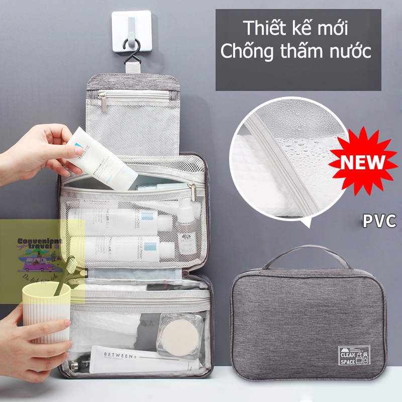 Túi đựng phụ kiện mỹ phẩm, Wash Bag túi đựng đồ trang điểm đa năng có móc treo tiện lợi, Toilet bag túi treo mỹ phẩm