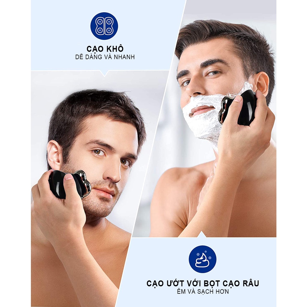 Máy cạo râu đa năng 4 lưỡi kép Limural từ Đức, cạo sát, êm, chống nước IPX6, sạc pin nhanh trong 2h