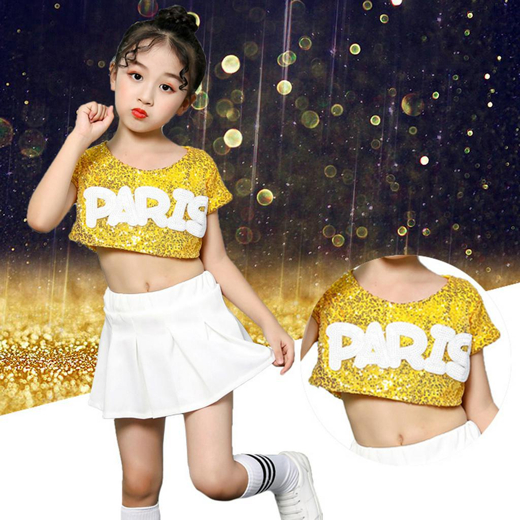 Bộ Trang Phục Múa Cổ Vũ Đính Kim Sa Xinh Xắn Cho Bé Gái