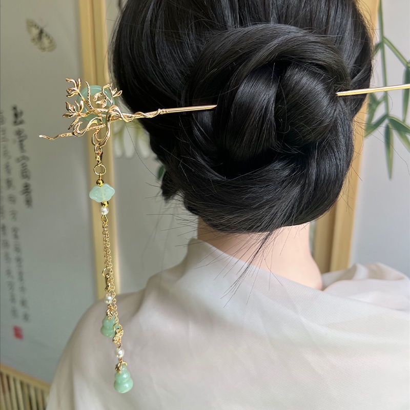 Trâm cài tóc kim loại thiết kế tua rua khí chất đơn giản cho trang phục cổ xưa