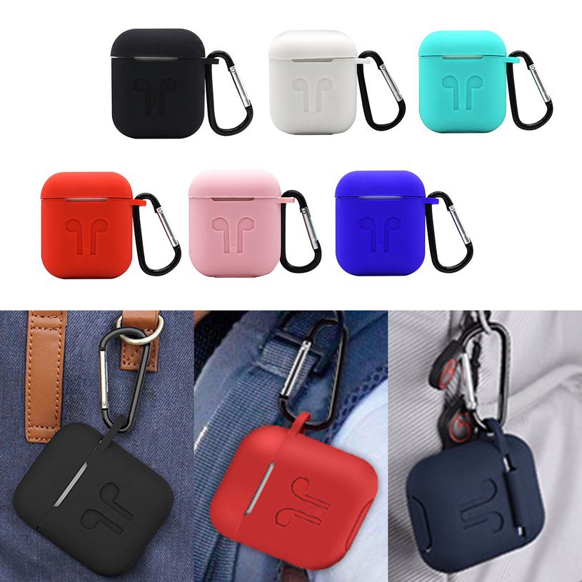 Bộ Vỏ Bảo Vệ Tai Nghe / Dây Đeo / Móc Khóa Bằng Silicon Cho Apple Airpod