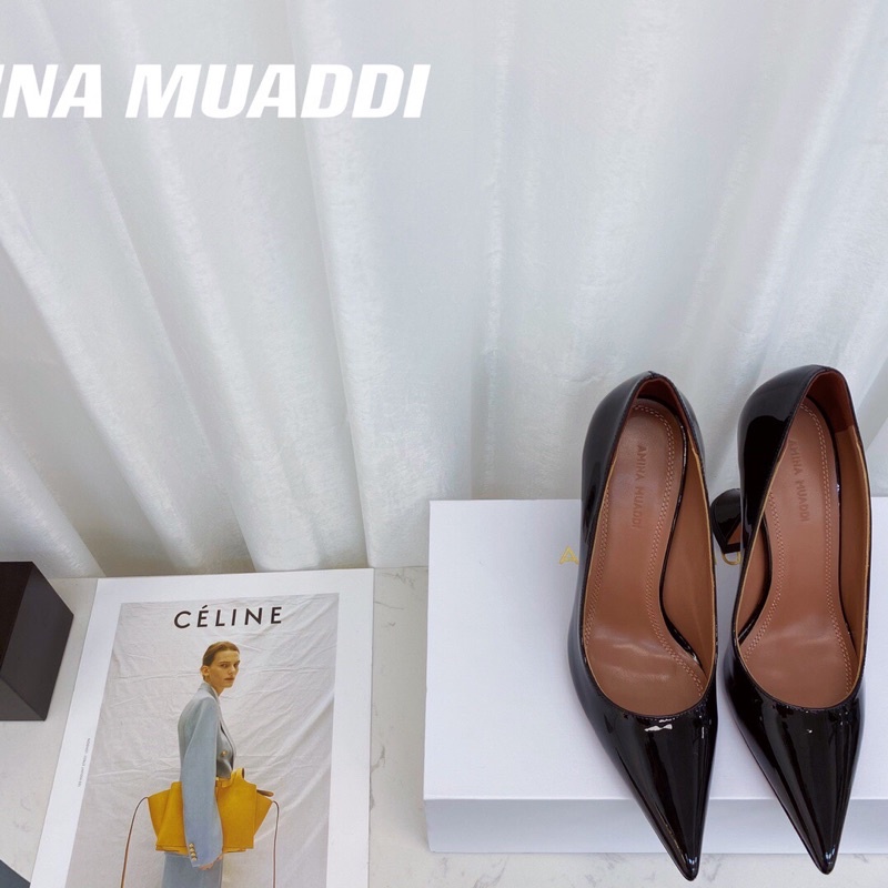 giày cao gót nữ da trơn bóng mũi nhọn gót 7.5cm/9.5cm amina muaddi