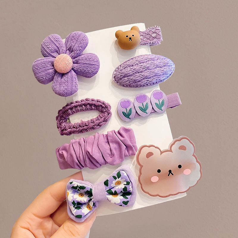 Bộ Kẹp Tóc Nơ Lưới Hình Hoa Dễ Thương Cho Bé Gái