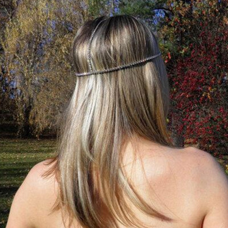 Dây Xích Đính Đá Hình Giọt Nước Phong Cách Bohemia Cho Cài Tóc Cô Dâu