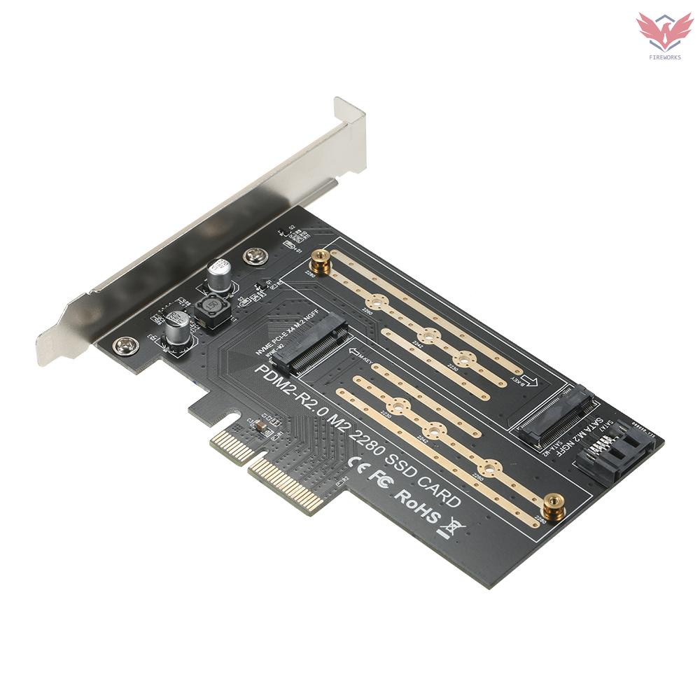 M.2 NVME to PCI-E X4 Expansion Card SSD Adapter Card with M.2 M-key B-key Interfaces Support  NVME SATA Dual Protocol
