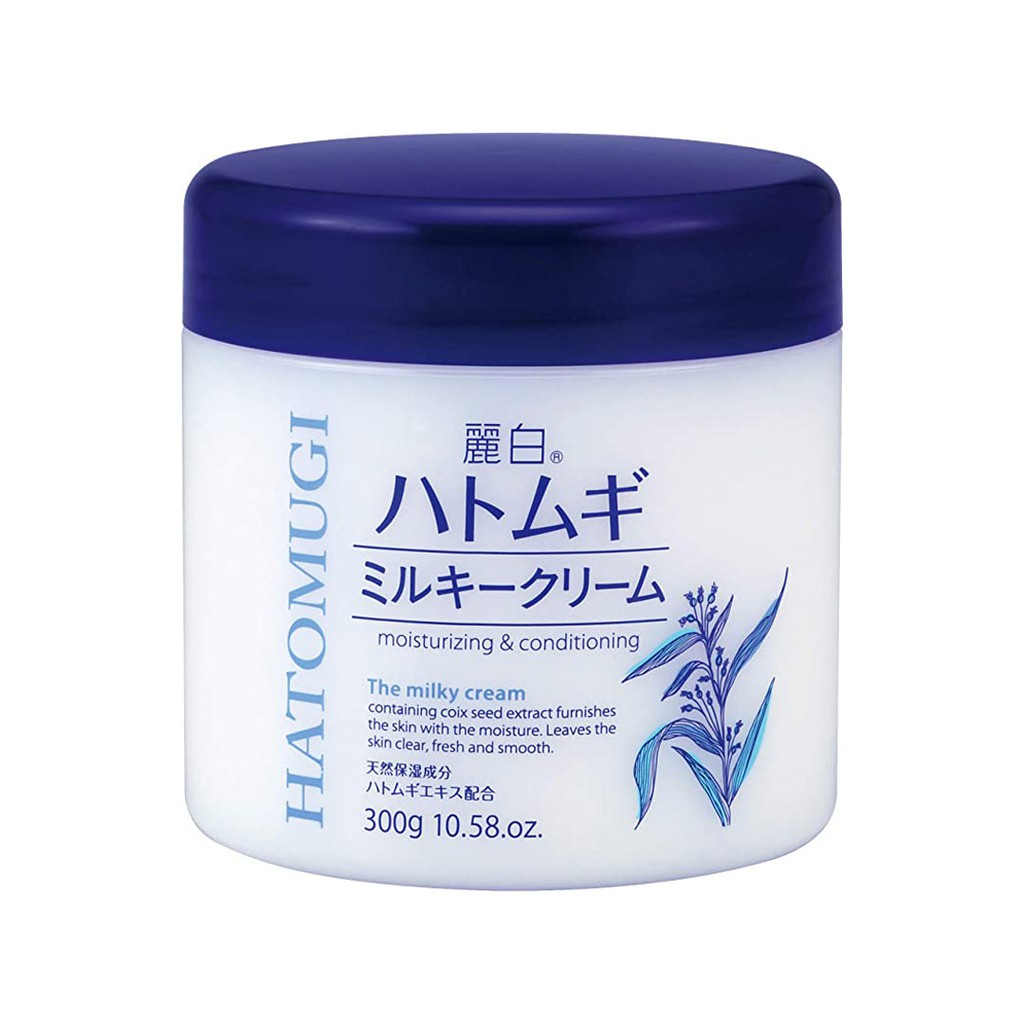 Kem Dưỡng Ẩm, Làm Sáng, Trẻ Hóa Da Mặt Reihaku Hatomugi Moisturizing &amp; Conditioning Milky Cream 300g
