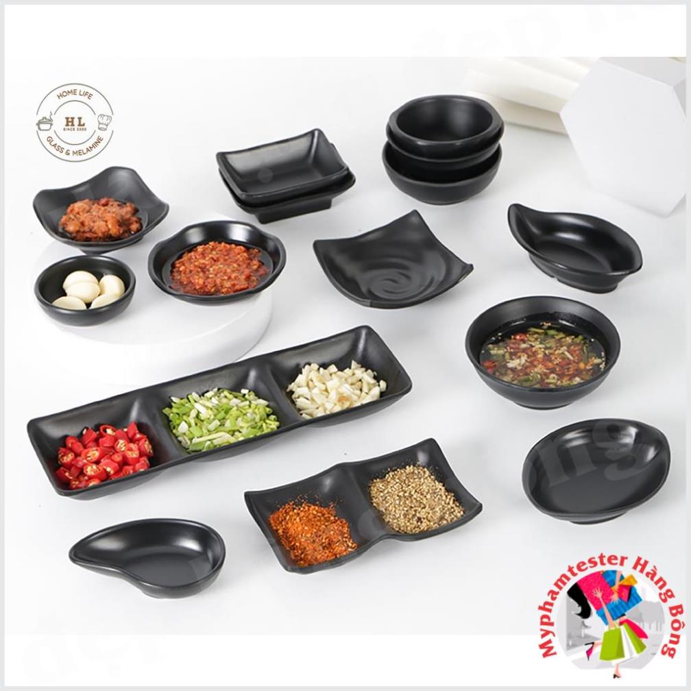 Đĩa tiêu Lá đen mờ Melamine - Hàng nhập khẩu ( Chịu nhiệt - Chịu lực) | Chấm Lá NO.104