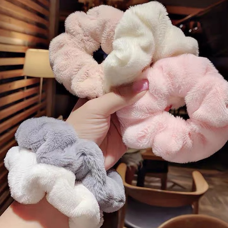 Dây buộc tóc vải lông nhung bản lớn thời trang thu đông mới 2021