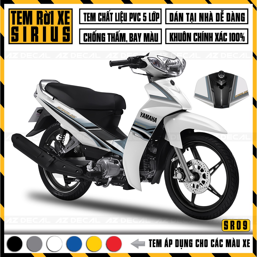 Tem Chế Xe Sirius RC Màu Xám | SR09 | Decal Rời Cắt Sẵn Dễ Dán - Áp Dụng Mọi Màu Xe Đỏ, Đen, Trắng, Xanh,...